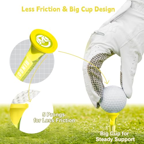 Transparent Plastic Golf Tees - 8 Pack, Enhanced Durability & Stability - Yellow