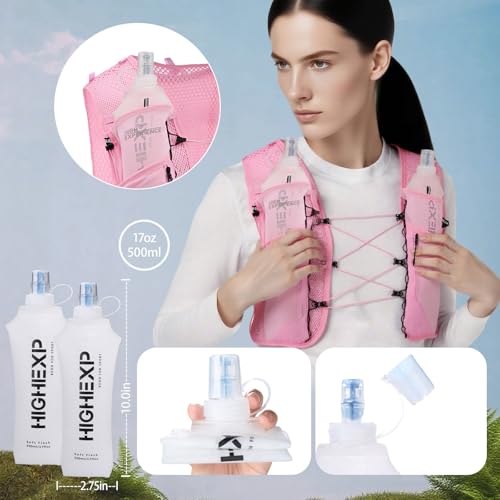 HIGH EXPERIENCE Women's Pink 5L Lightweight Hydration Running Vest