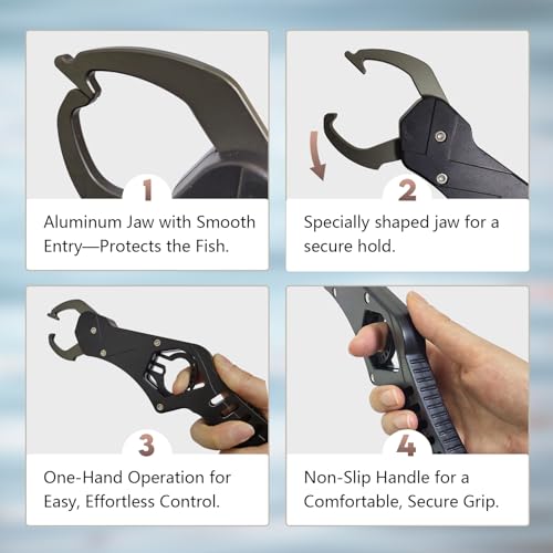 Aluminum Pistol-Grip Fish Lip Gripper Tool - Blue
