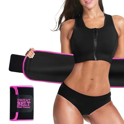 Waist Trainer for Women - Sweat Band for Belly Fat - Medium Black/Pink