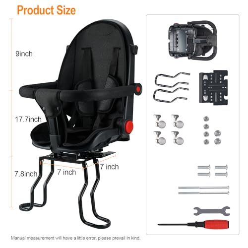 Rear Child Bike Seat - Safe, Comfortable for Ages 2-5 - Black