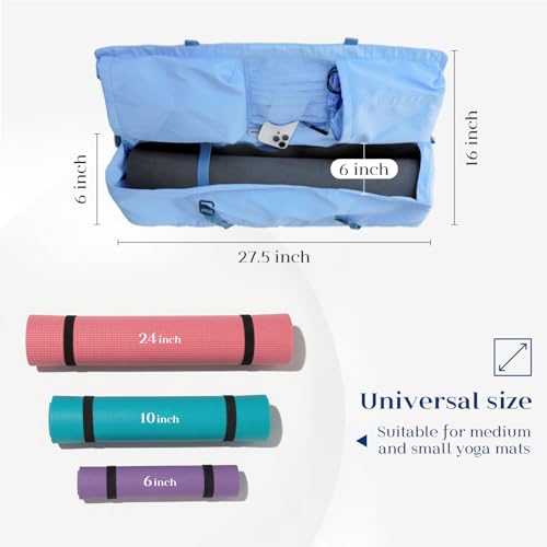 Yoga Mat Bag with Adjustable Strap - Fits 26" Mats - Powder Blue