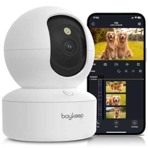 BoyKeep Indoor Camera 2K, 5G/2.4GHz Pet Camera with Phone App,Cameras for Home Security, Motion Tracking, Color Night Vision, 2-Way Audio, WiFi 12-Second Cloud Storage