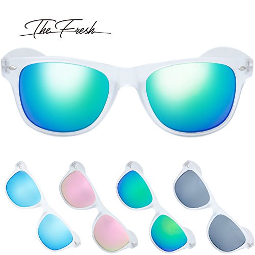 Horn Rimmed Sunglasses with Green Mirror Lens - Gift Box