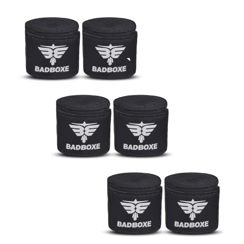 TWISTER FIGHT WEAR 180" Boxing Hand Wraps Black, 3 Pairs - Support & Durability