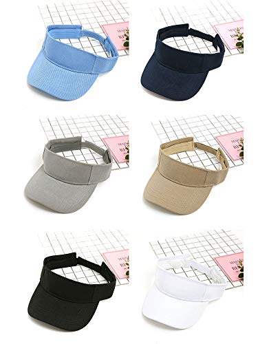 6 Pack Adjustable Sun Visor Hats for Men & Women - Golf, Outdoor & Casual Use