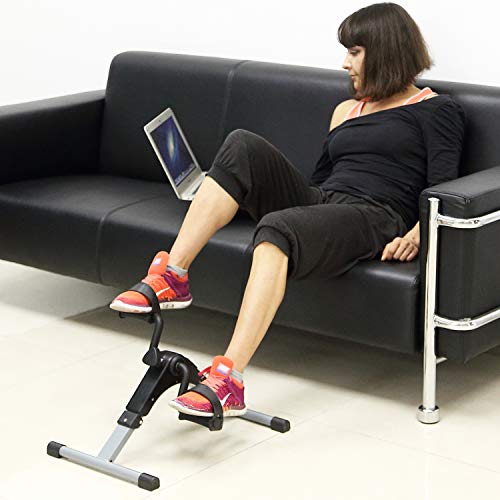 Mini Folding Pedal Exerciser - Adjustable Resistance, Silver