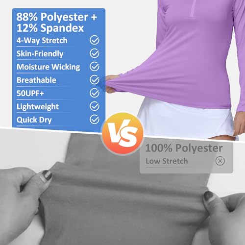 Women's Long Sleeve Golf Polo Shirt - X-Small, Xmist Blue, UPF 50+