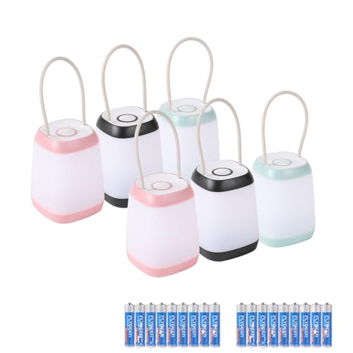 6 Pack LED Camping Light, 3 Modes Battery Powered Night Light for Indoor and Outdoor Emergency Light, Tent Lantern, Camping, Gifts (Includes 18 AAA Batteries)
