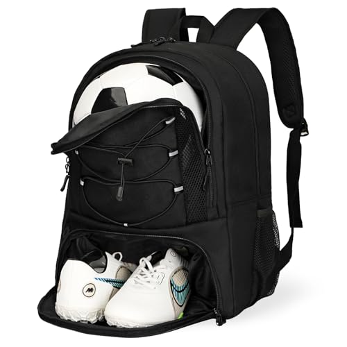 Goloni black soccer and basketball bag with ball & shoe compartments 30L backpack