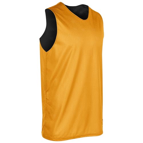 Reversible Basketball Jersey - Polyester V-Neck - Black & Gold - Large