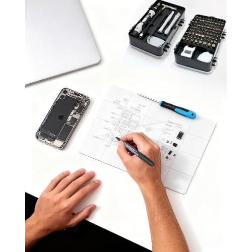 Large Size Magnetic Project Mat SHOWPIN Small Parts Work Mat with A Board Marker - Preventing The Small Screws from Getting Lost and Unorganized (9.8x11.8 inches)