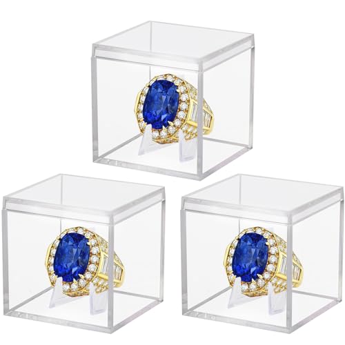 Championship Ring Display Case Set - 3 Clear Acrylic Holders
