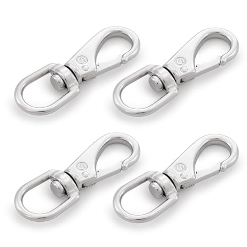 SHONAN 316 Stainless Steel 3.5in Swivel Snap Hooks 4-Pack for Flagpole Rope, Dog Leashes, Boats