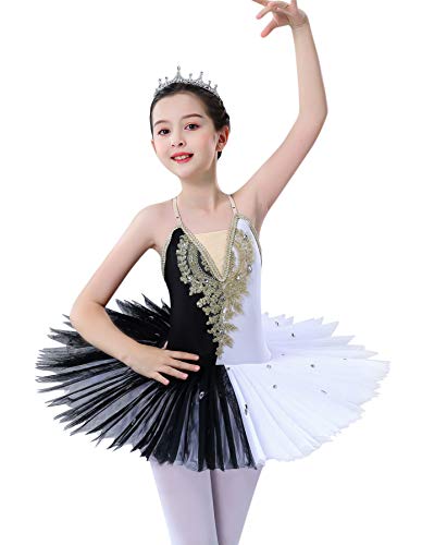 Girls' Ballet Swan Lake Tutu Costume for 6-7 Years Black & White