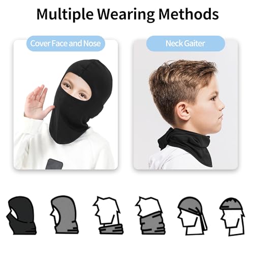 Kids Balaclava Ski Mask - Black (Thin) - 1-3 Pack