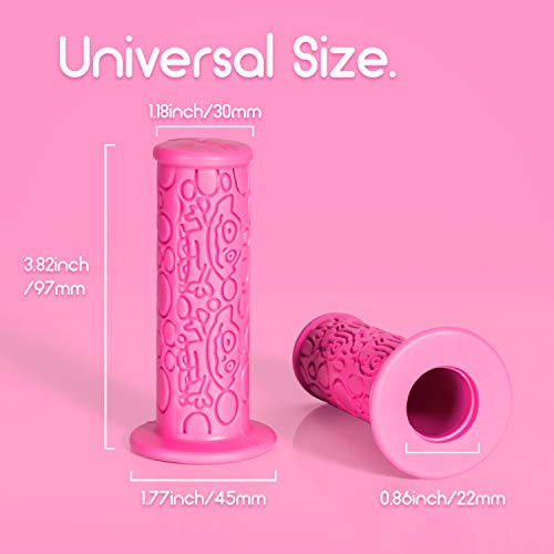 Kids No-Slip Soft Rubber Bike Handlebar Grips - Pink