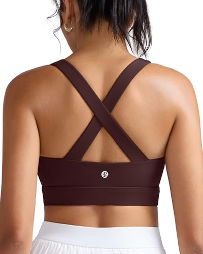 RUNNING GIRL Women's Maroon Supportive High Impact Sports Bra with Molded Cups & Strappy Design - Medium