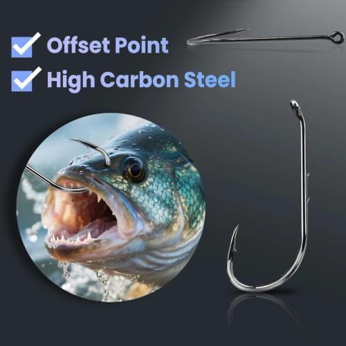 Baitholder Fishing Hooks - 50 Pcs Offset Double Barbed 12#
