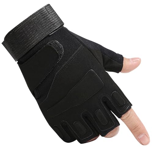 CHIMUYU Medium Black Fingerless Tactical Gloves for Men & Women – Airsoft, Shooting, Cycling, Motorcycle, Outdoor Sports