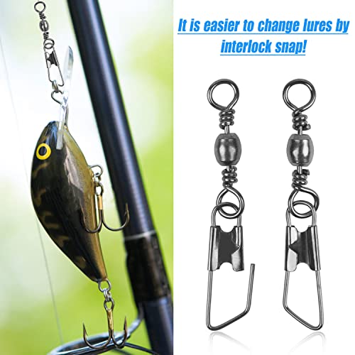 High Strength Fishing Swivels & Snaps - 60pcs Stainless Steel