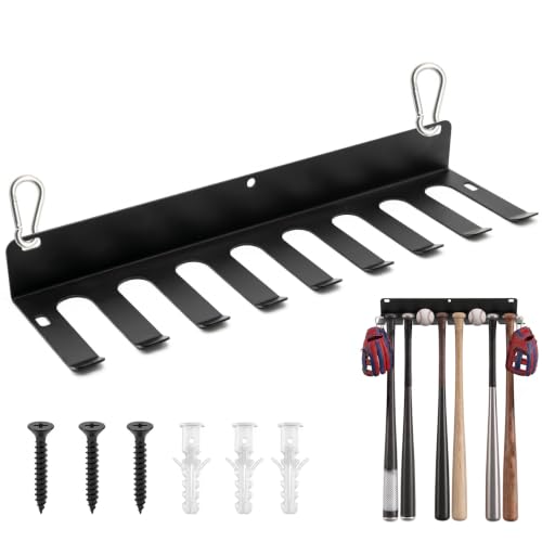 Heavy Duty Steel Baseball Bat Rack & Softball Organizer Wall Mount for Garage & Dugout