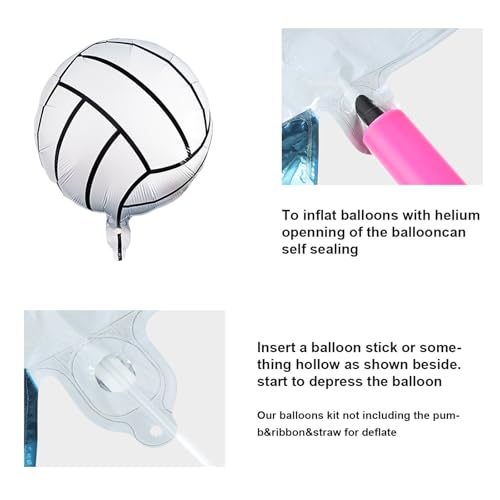 20 Inch Volleyball Pattern Foil Balloons - Set of 10