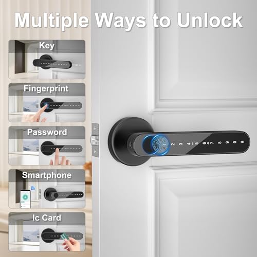 Door Knob,Fingerprint Door Lock for Bedrooms,Smart Door Knob,Keyless Entry Door Lock with APP