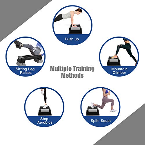 Aerobic Stepper with Adjustable Height, Non-Slip Pads - Grey