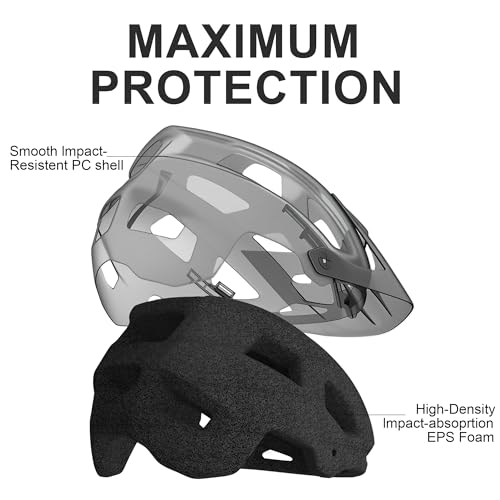 Mountain Bike Helmet for Adults - Lightweight, Adjustable Fit - Matte Black, Large