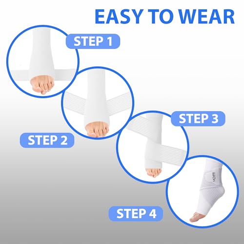 Adjustable Compression Ankle Brace for Men & Women - One Size White