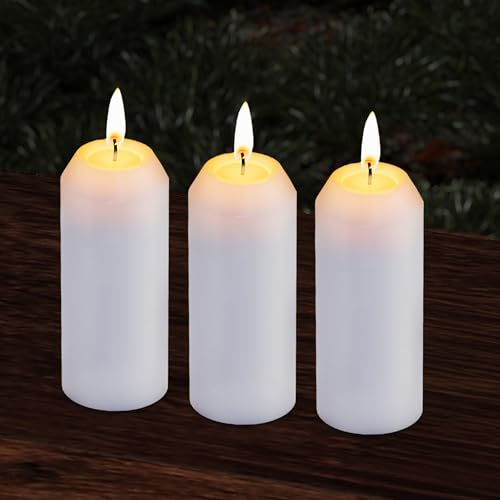 Emergency Candles - 15H Unscented White Pillar - 3 Pack with Notch-Head