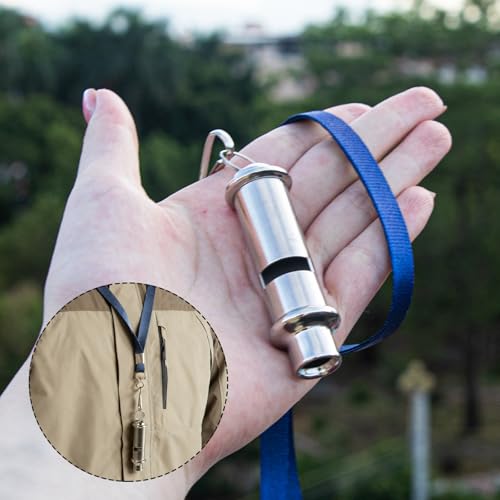 120dB Emergency Whistle Set - 2 Pack Solid Iron with Lanyards and Case