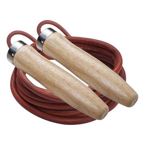 Champion Sports Heavyweight Leather Jump Rope 9.5 Ft with Wooden Handles