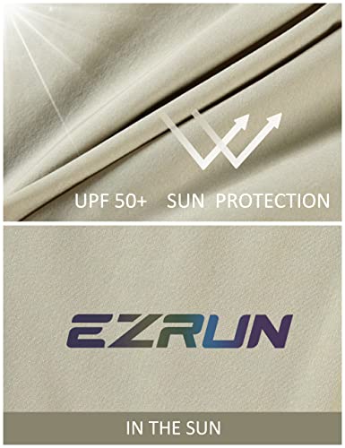 EZRUN Men's Quick Dry Hiking Cargo Shorts UPF 50+ Khaki Large