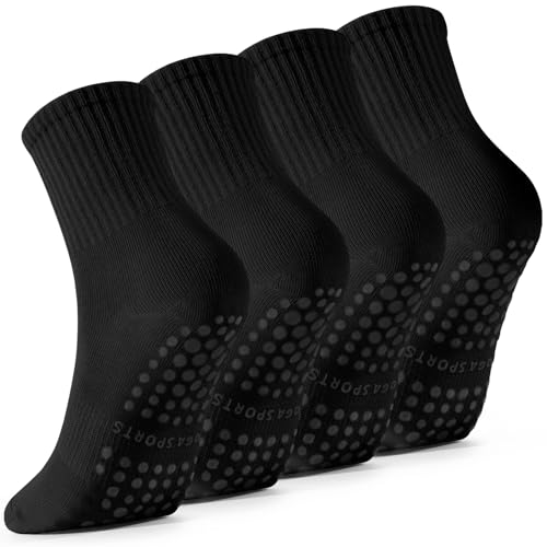 4 Pairs Pilates Socks with Grips for Women, Barre Yoga Grippy Socks,