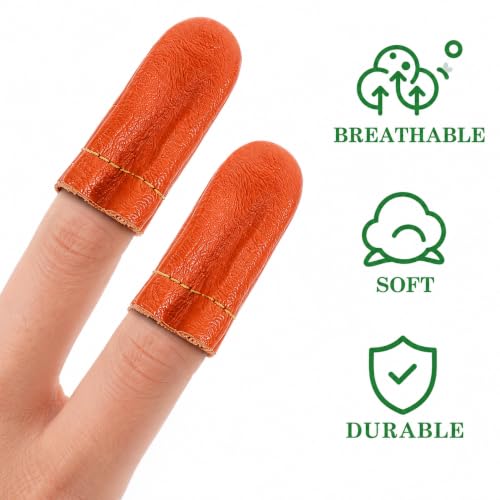 SEWACC 20 Pcs Leather Finger Cots for Needlework & Embroidery, 6x3x0.5cm