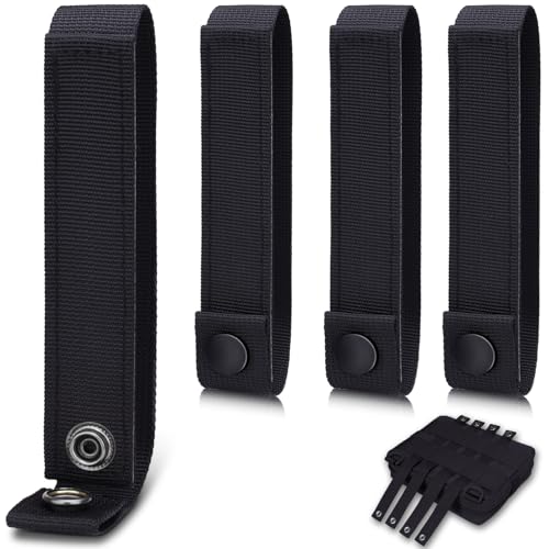 6-Inch Molle Webbing Straps with Snaps - 4 Pack Tactical Connectors - Black