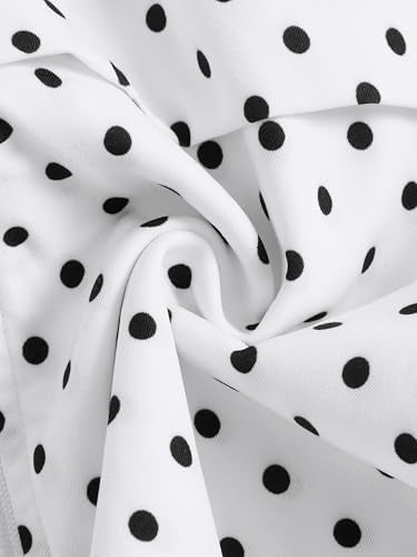 Verdusa Women's Windbreaker Jacket Hoodie with Pockets - White/Black Polka Dots (Medium)