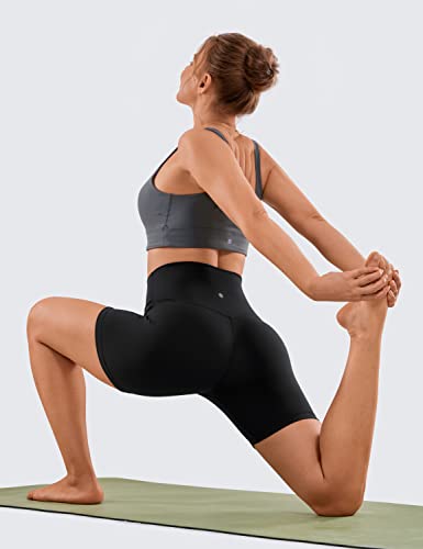 CRZ YOGA Naked Feeling Medium Black Biker Shorts 6" Seamless Waistband