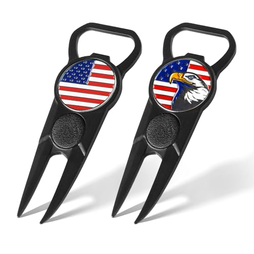 Finger Ten 7-in-1 Golf Divot Repair Tool with Ball Marker 2 Pack – Black