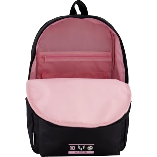 Messi Kids Backpack with Pockets & Adjustable Straps - Black/Pink, One Size