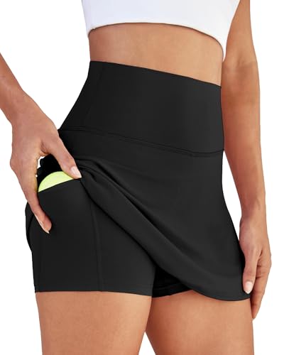 Women's High Waisted Tennis Skort with Built-in Shorts and Pocket