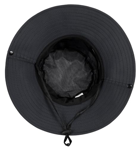 Kids Wide-Brim Sun Hat - UV Protection for Boys & Girls - Black