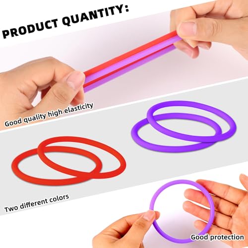 Patellar Tendon Support Straps - Silicone Knee Bands - 4 Pack (Red+Purple)