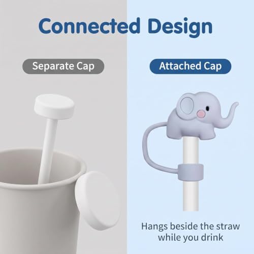 Elephant Silicone Straw Cover Cap for 10mm Reusable Tumbler Straws