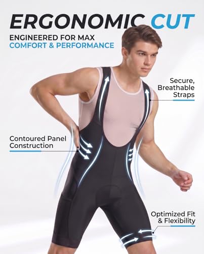 CEROTIPOLAR Men's Cycling Bib Shorts with 4D MaxCool Pad - X-Large Black