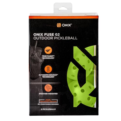 Onix Fuse G2 Outdoor Pickleball Balls – USAPA Approved, Neon Green 6 Pack