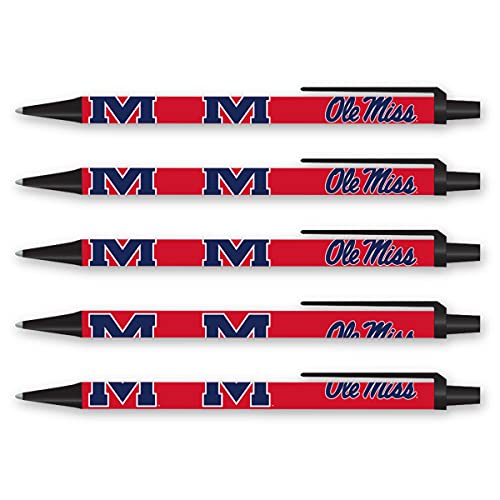 NCAA Mississippi Rebels Pen Set - 5 Disposable Click Pens