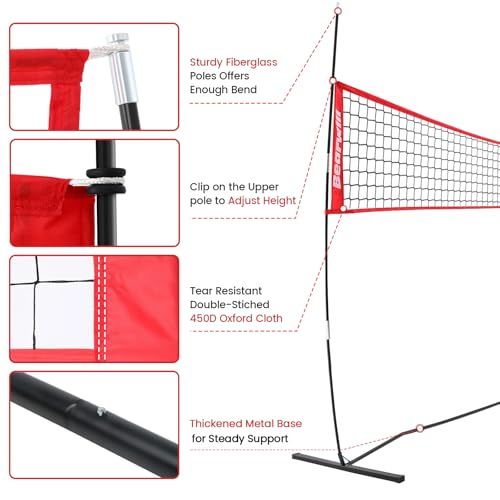 12FT Portable Volleyball Net - Adjustable Height Freestanding Set